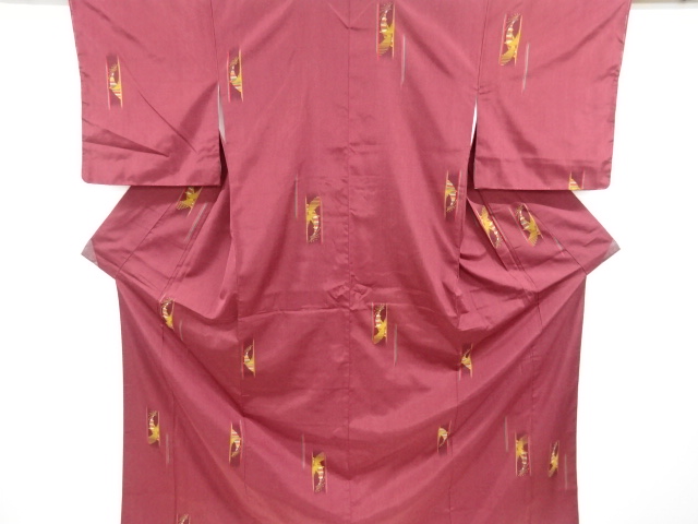 リサイクル　抽象孔雀模様織り出し手織り紬着物